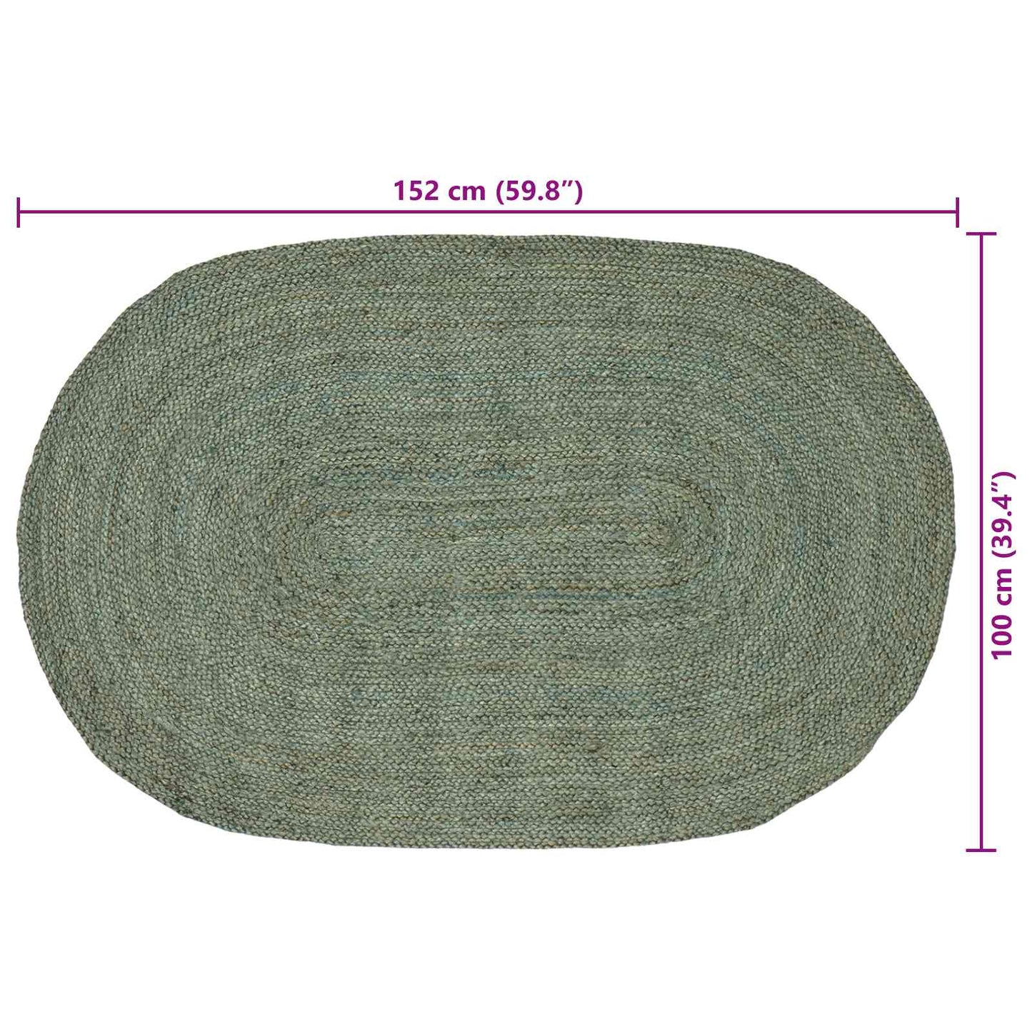 Områdetæpper Olivengrøn 100 x 152 cm Jute