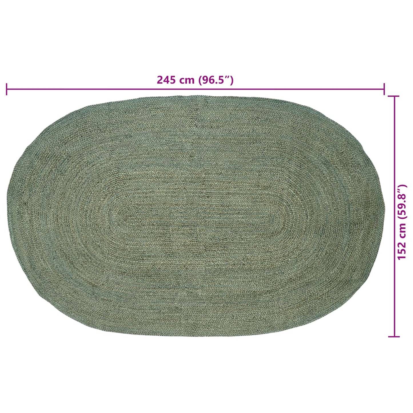 Områdetæpper Olivengrøn 152 x 245 cm Jute