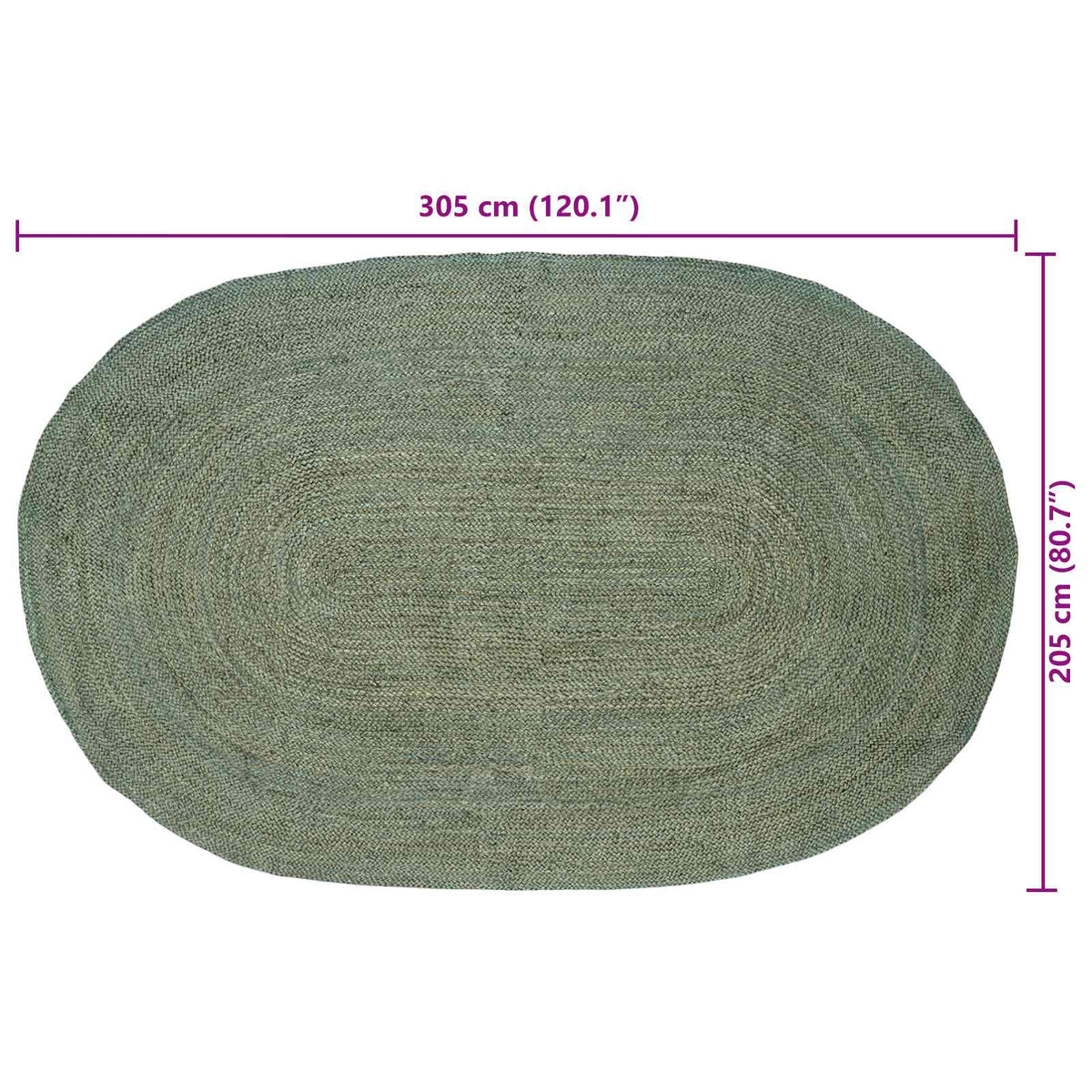 Områdetæpper Olivengrøn 205 x 305 cm Jute