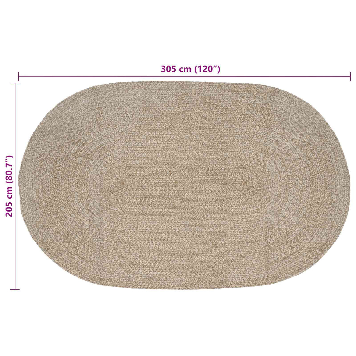 Område tæppe Hvid 205 x 305 cm Jute