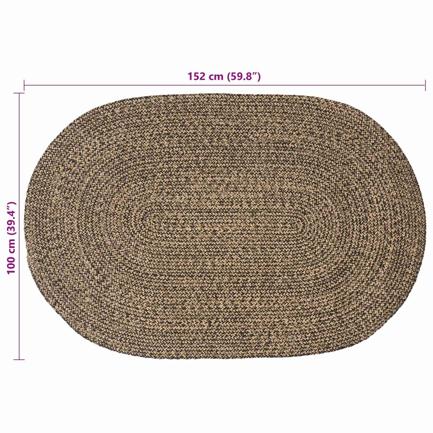 Områdetæpper Sort 100 x 152 cm Jute