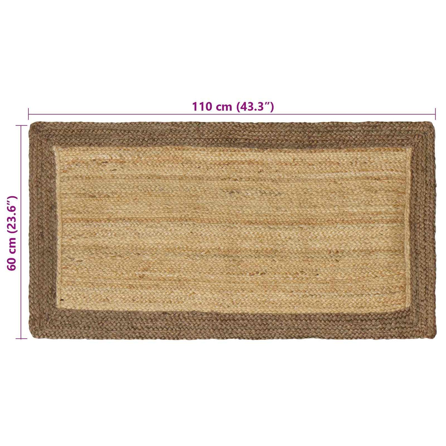 Område tæppe Grå 60 x 110 cm Jute