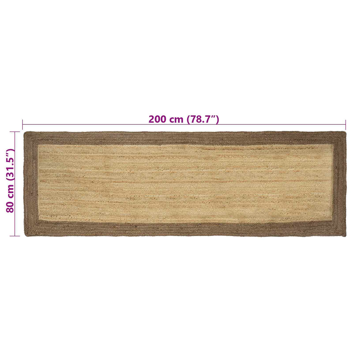 Område tæppe Grå 80 x 200 cm Jute