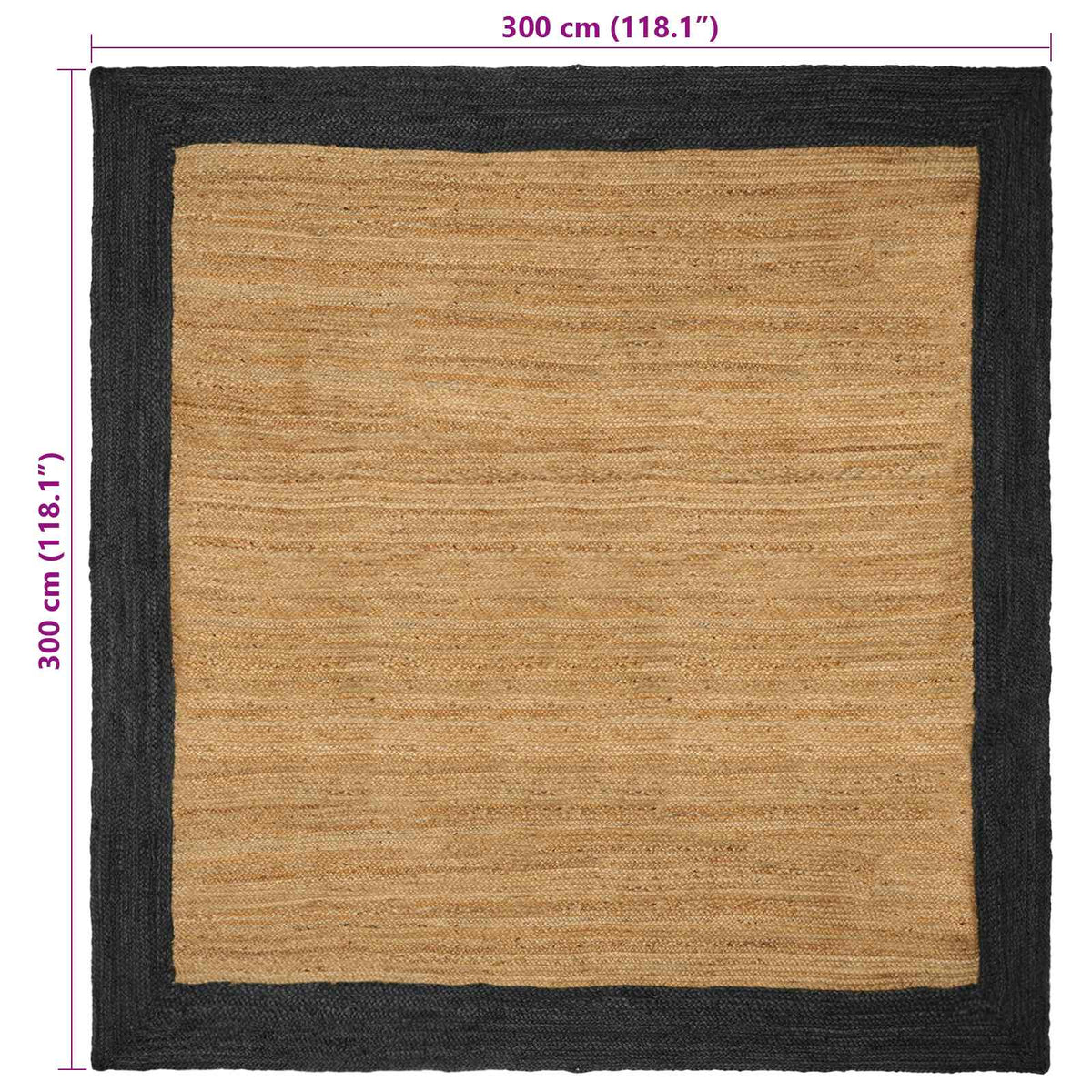 Område tæppe Mørkegrå 300 x 300 cm Jute
