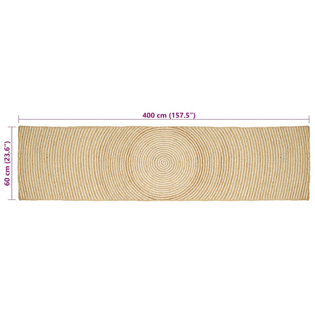 Område tæppe Hvid 60 x 400 cm Jute