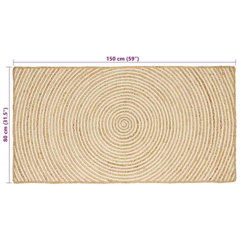 Område tæppe Hvid 80 x 150 cm Jute