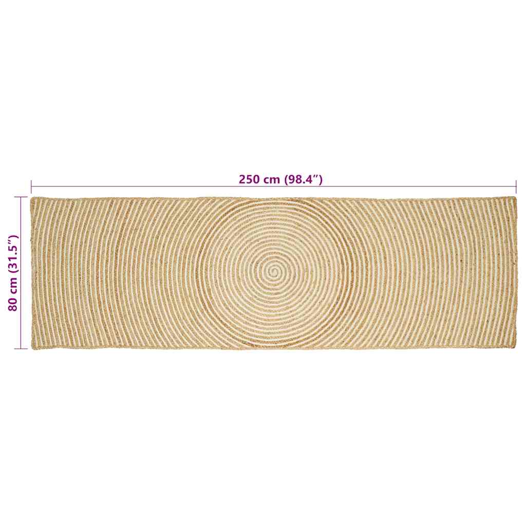 Område tæppe Hvid 80 x 250 cm Jute