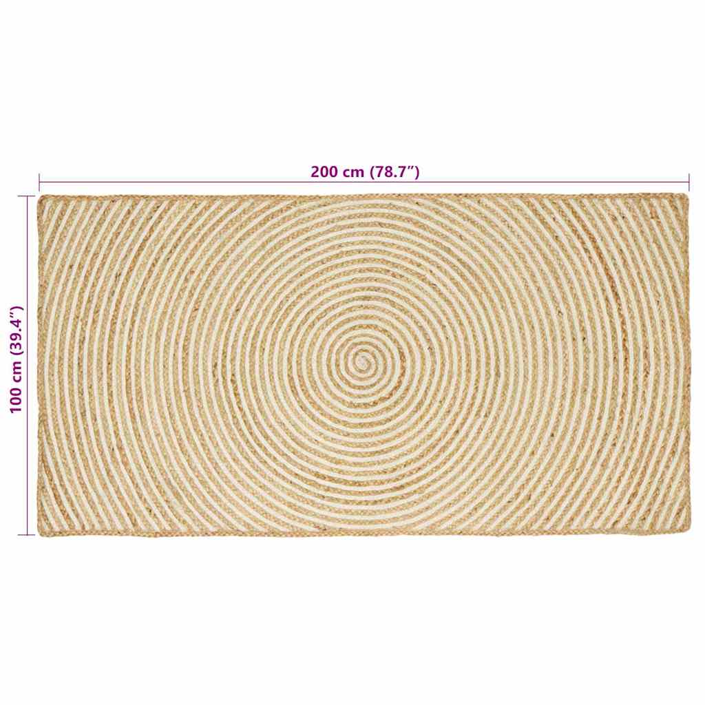 Område tæppe Hvid 100 x 200 cm Jute