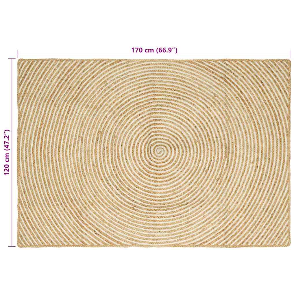 Område tæppe Hvid 120 x 170 cm Jute