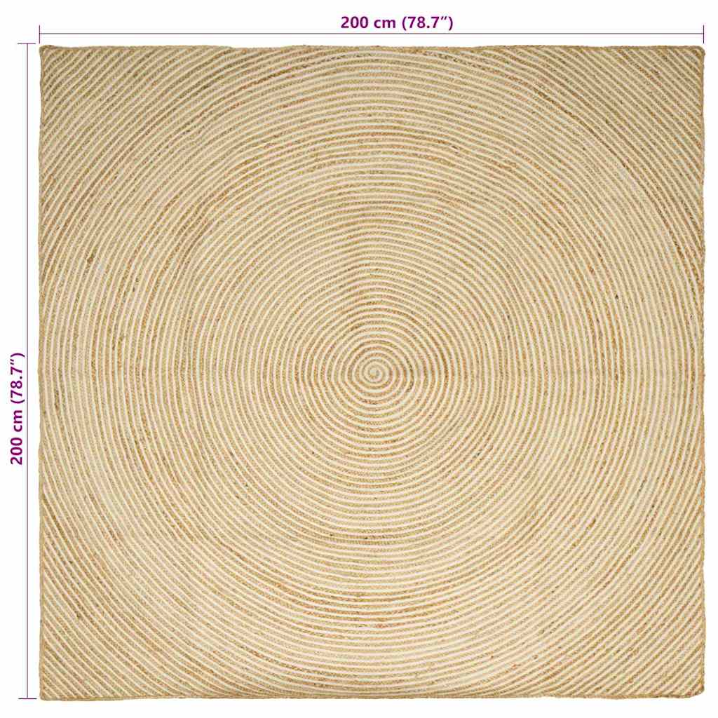 Område tæppe Hvid 200 x 200 cm Jute