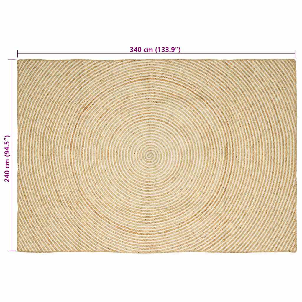 Område tæppe Hvid 240 x 340 cm Jute