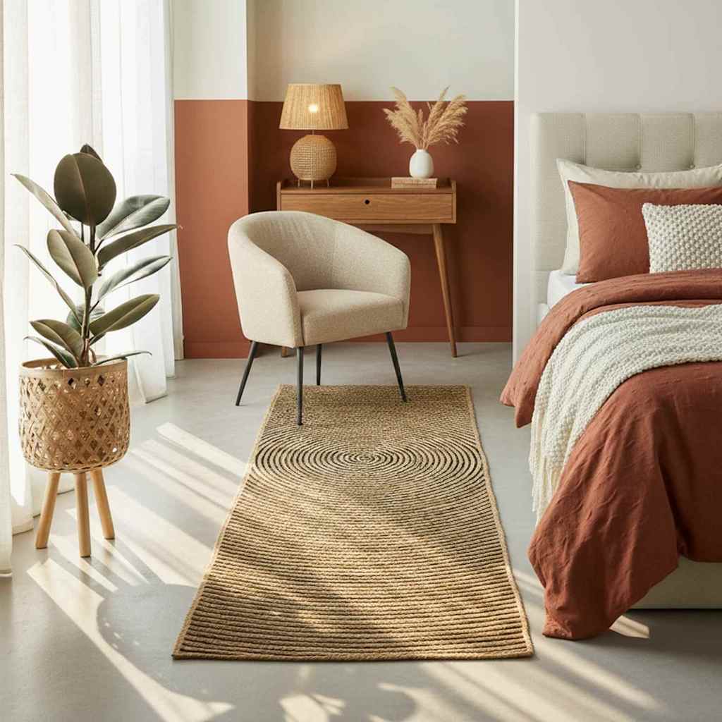 Område tæppe Sort 60 x 250 cm Jute