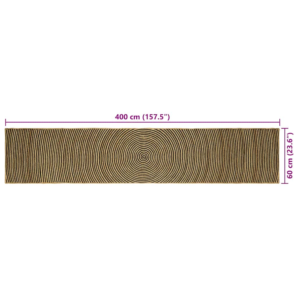 Område tæppe Sort 60 x 400 cm Jute