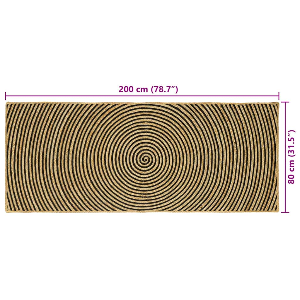Område tæppe Sort 80 x 200 cm Jute