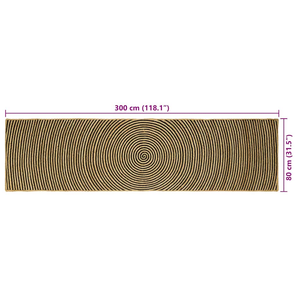 Område tæppe Sort 80 x 300 cm Jute