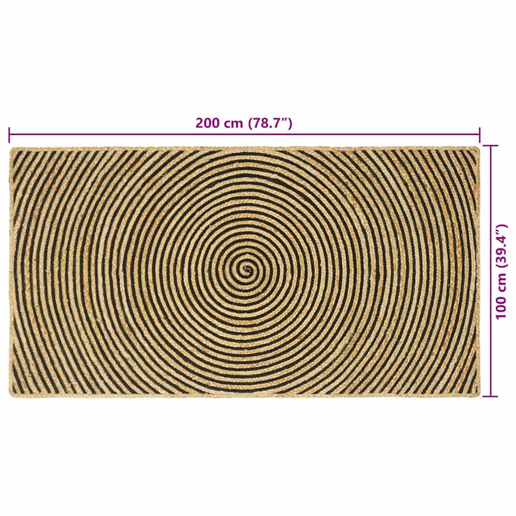 Område tæppe Sort 100 x 200 cm Jute