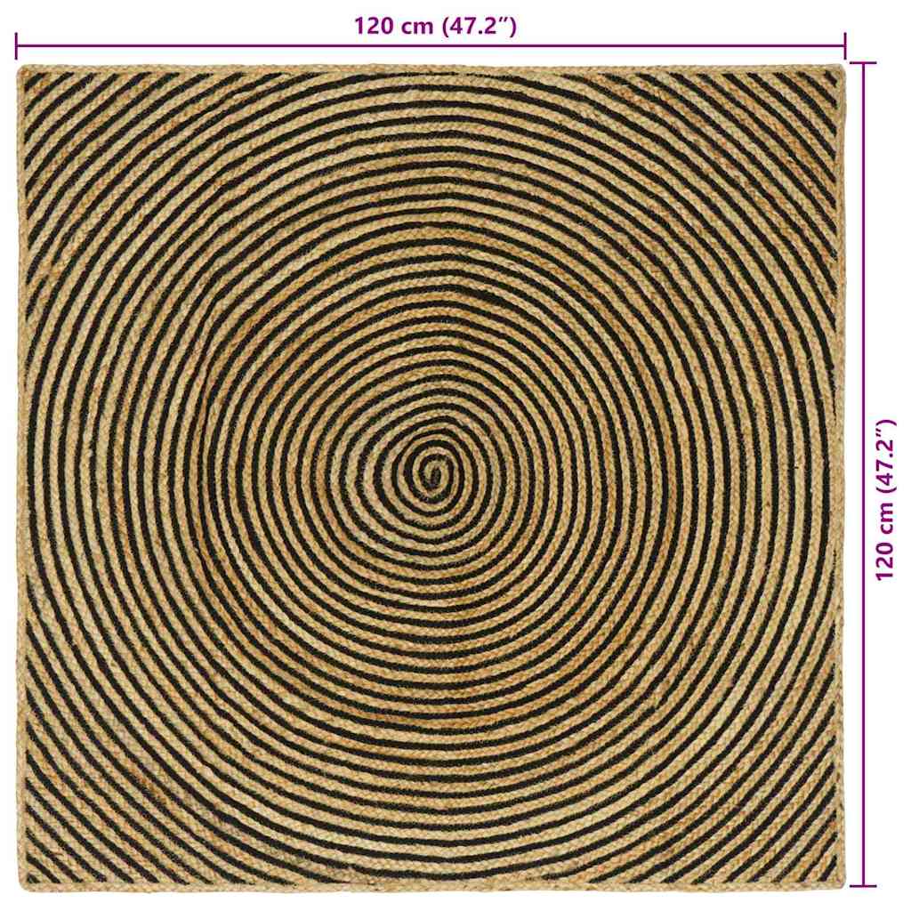 Område tæppe Sort 120 x 120 cm Jute