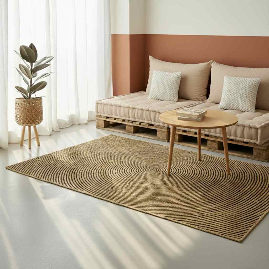 Område tæppe Sort 120 x 170 cm Jute