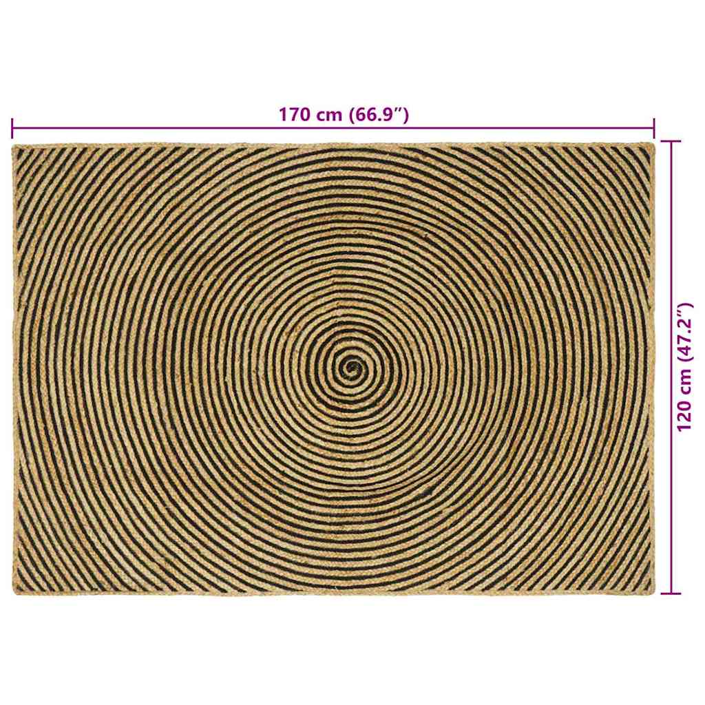 Område tæppe Sort 120 x 170 cm Jute