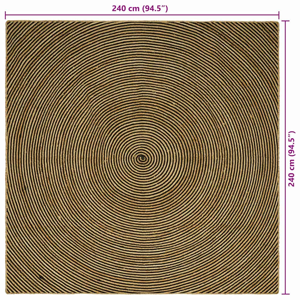Område tæppe Sort 240 x 240 cm Jute