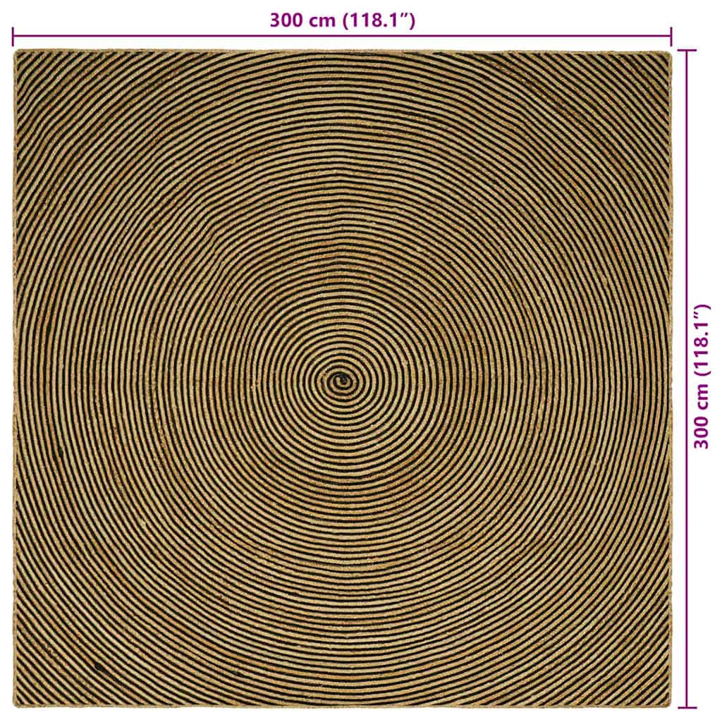 Område tæppe Sort 300 x 300 cm Jute