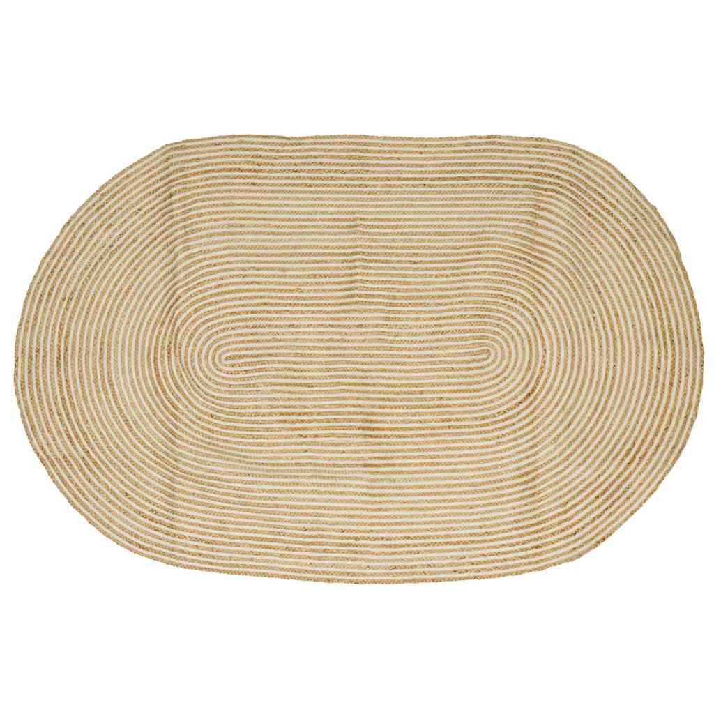 Område tæppe Natur og hvid 152 x 245 cm Jute