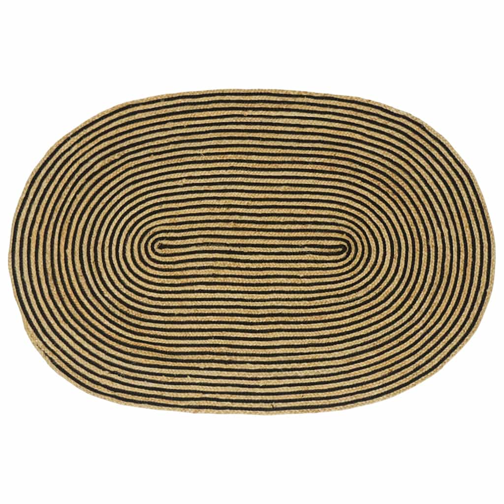 Område tæppe Naturfarvet og sort 122 x 183 cm Jute