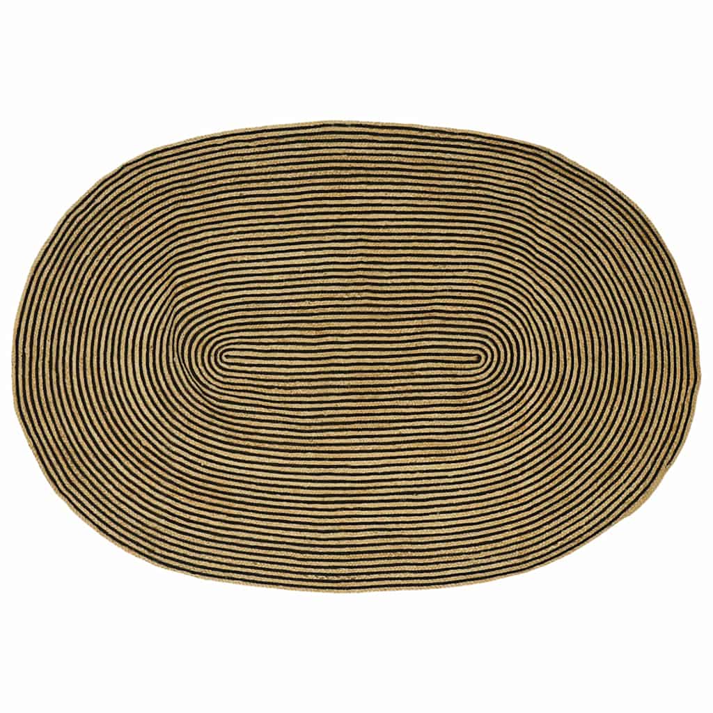Område tæppe Naturfarvet og sort 205 x 305 cm Jute