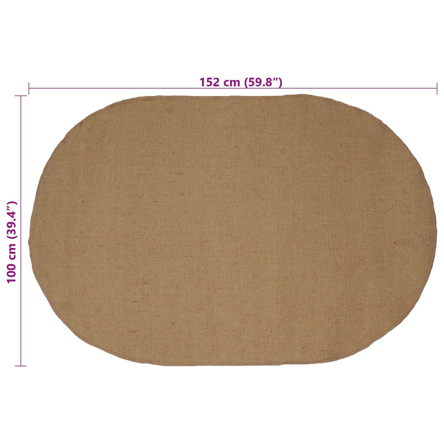 Område tæppe Naturfarvet 100 x 152 cm Jute