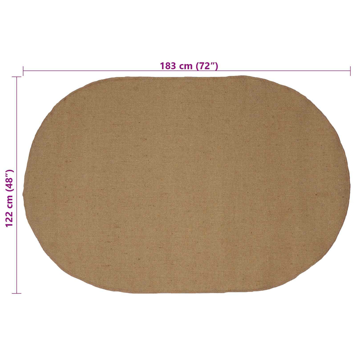 Område tæppe Naturfarvet 122 x 183 cm Jute