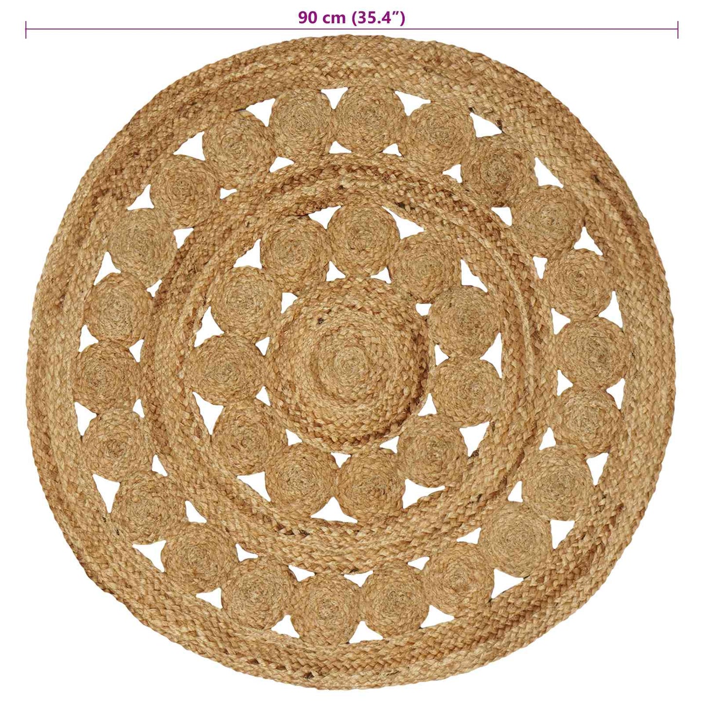 Områdetæpper Naturfarvet Ø 90 cm Jute