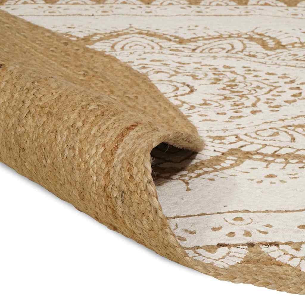 Områdetæpper Naturlig med hvidt print 100 x 152 cm Jute