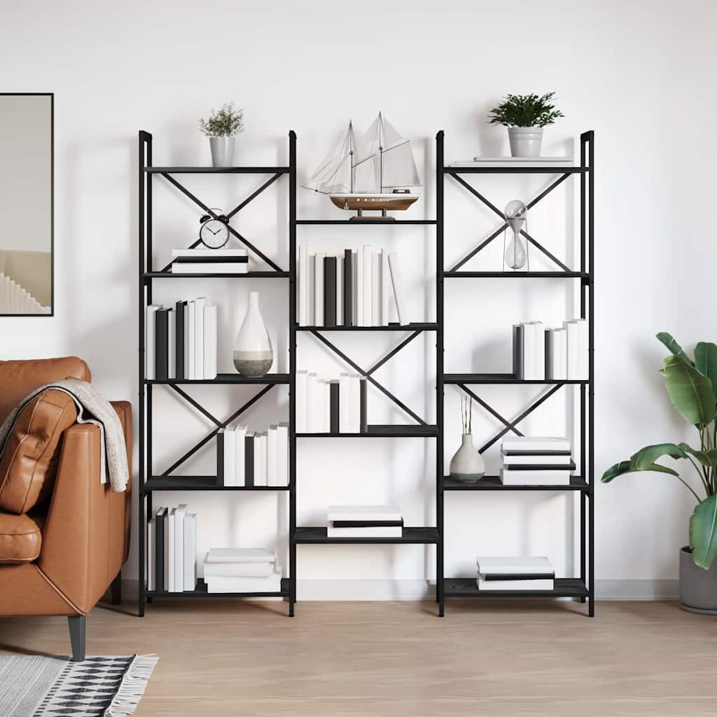 Bogreol 156 x 25 x 167 cm Konstrueret træ Sort eg