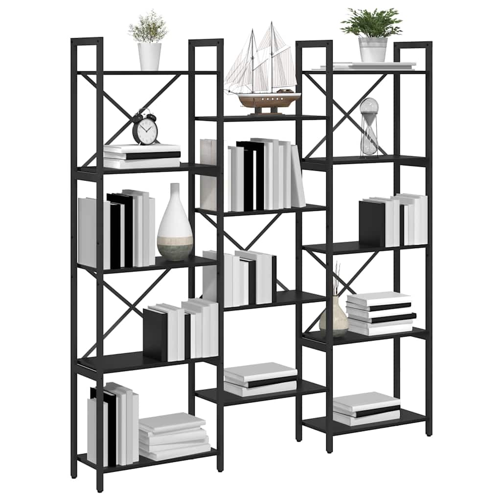 Bogreol 156 x 25 x 167 cm Konstrueret træ Sort eg