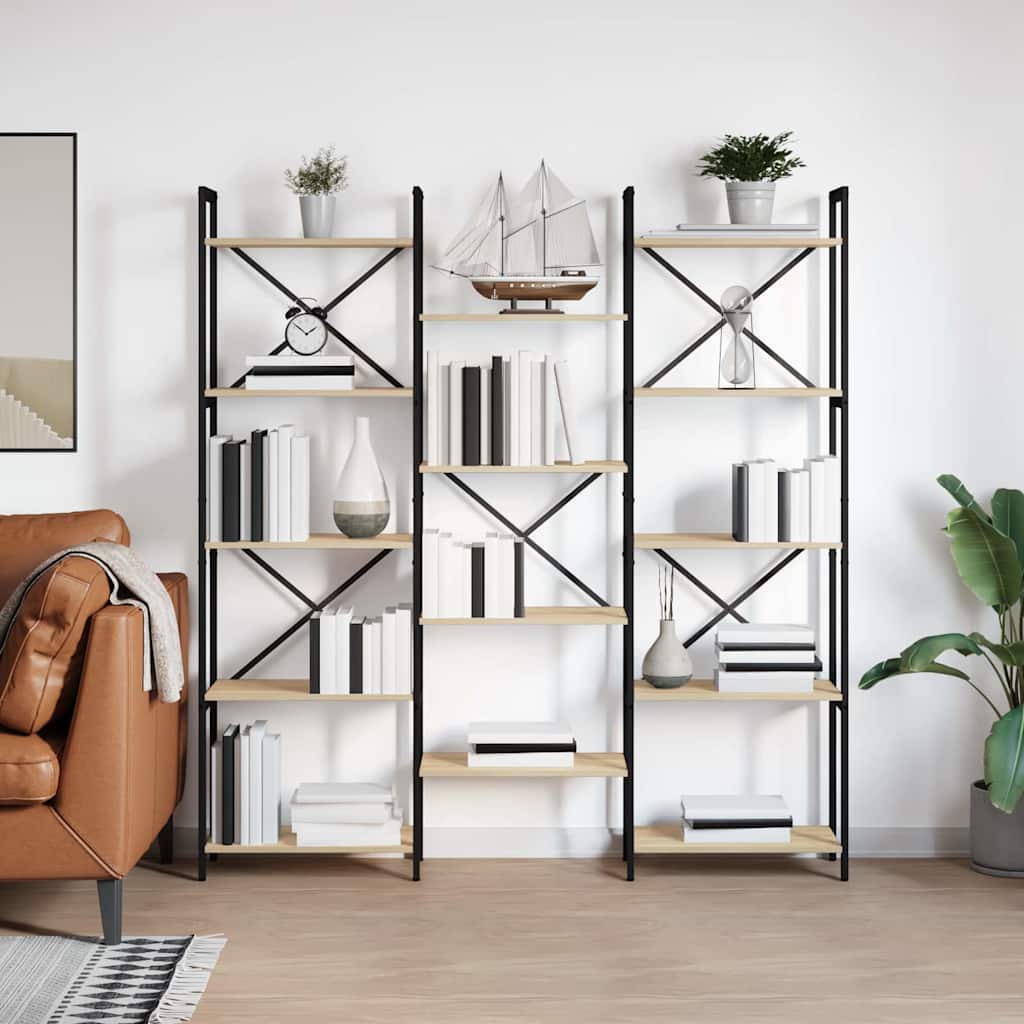 Bogreol 156 x 25 x 167 cm Konstrueret træ Sonoma eg