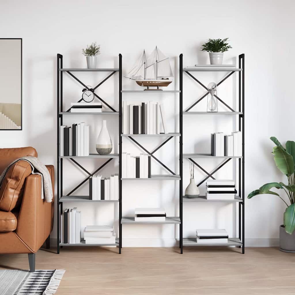 Bogreol 156 x 25 x 167 cm Konstrueret træ Grå sonoma-eg