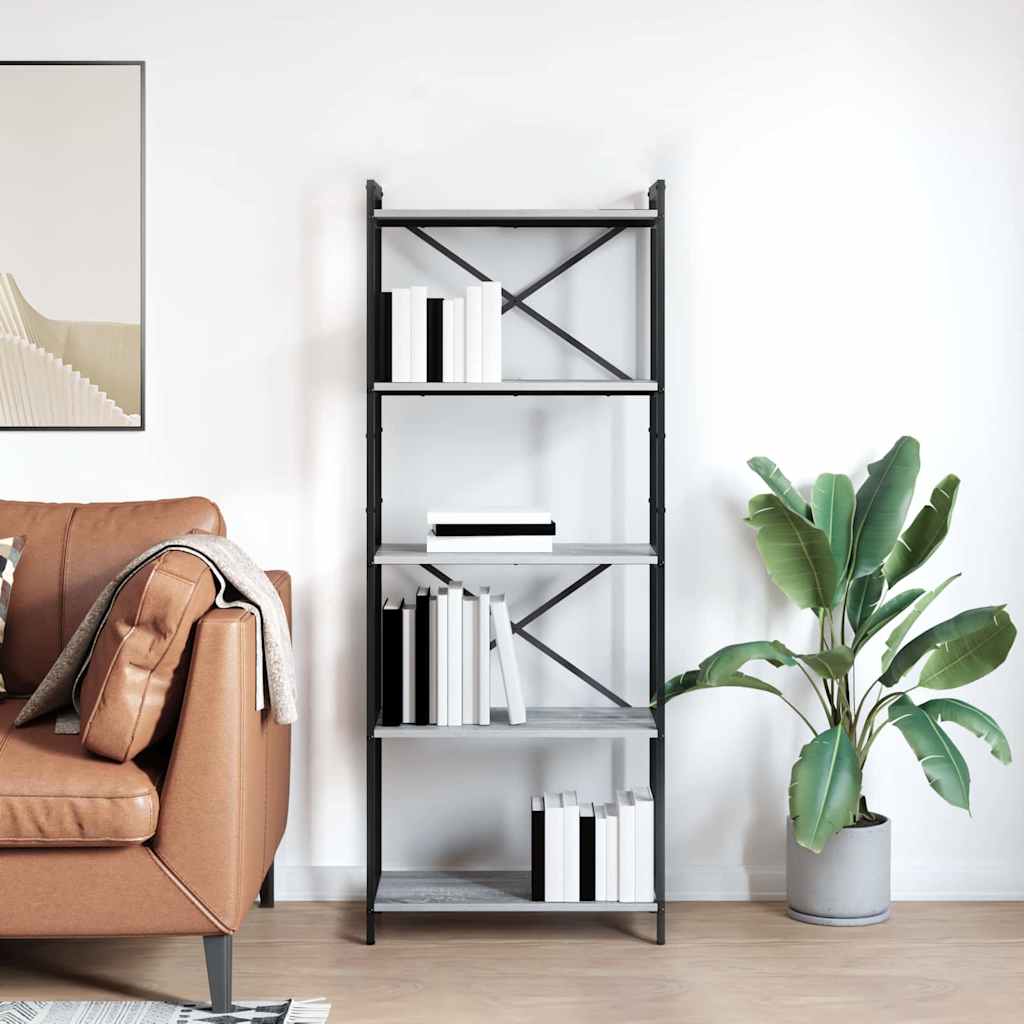 Bogreol 60 x 30 x 155 cm Konstrueret træ Grå sonoma-eg