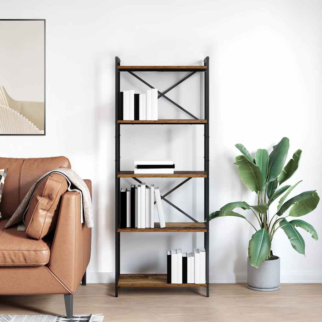 Bogreol 60 x 30 x 155 cm Konstrueret træ Gammelt træ