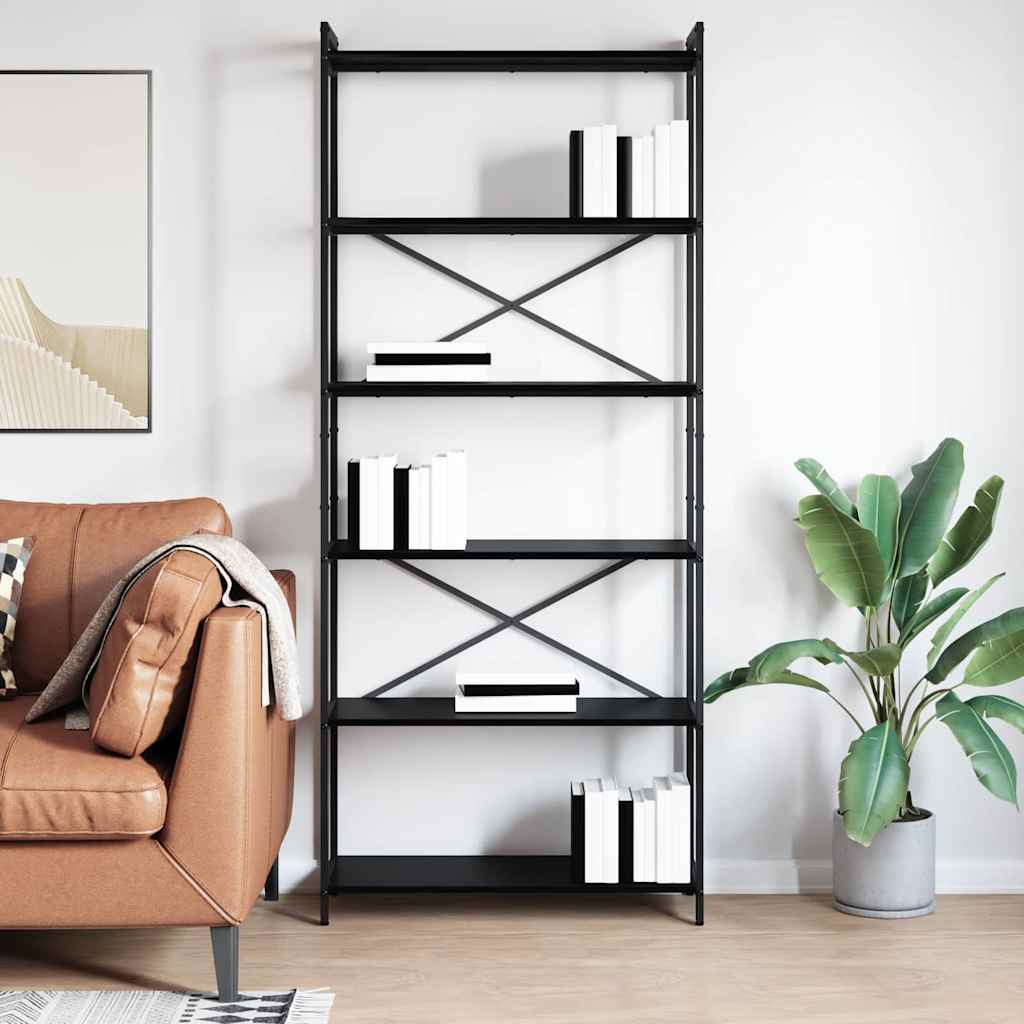 Bogreol 80 x 30 x 189,5 cm Konstrueret træ Sort eg