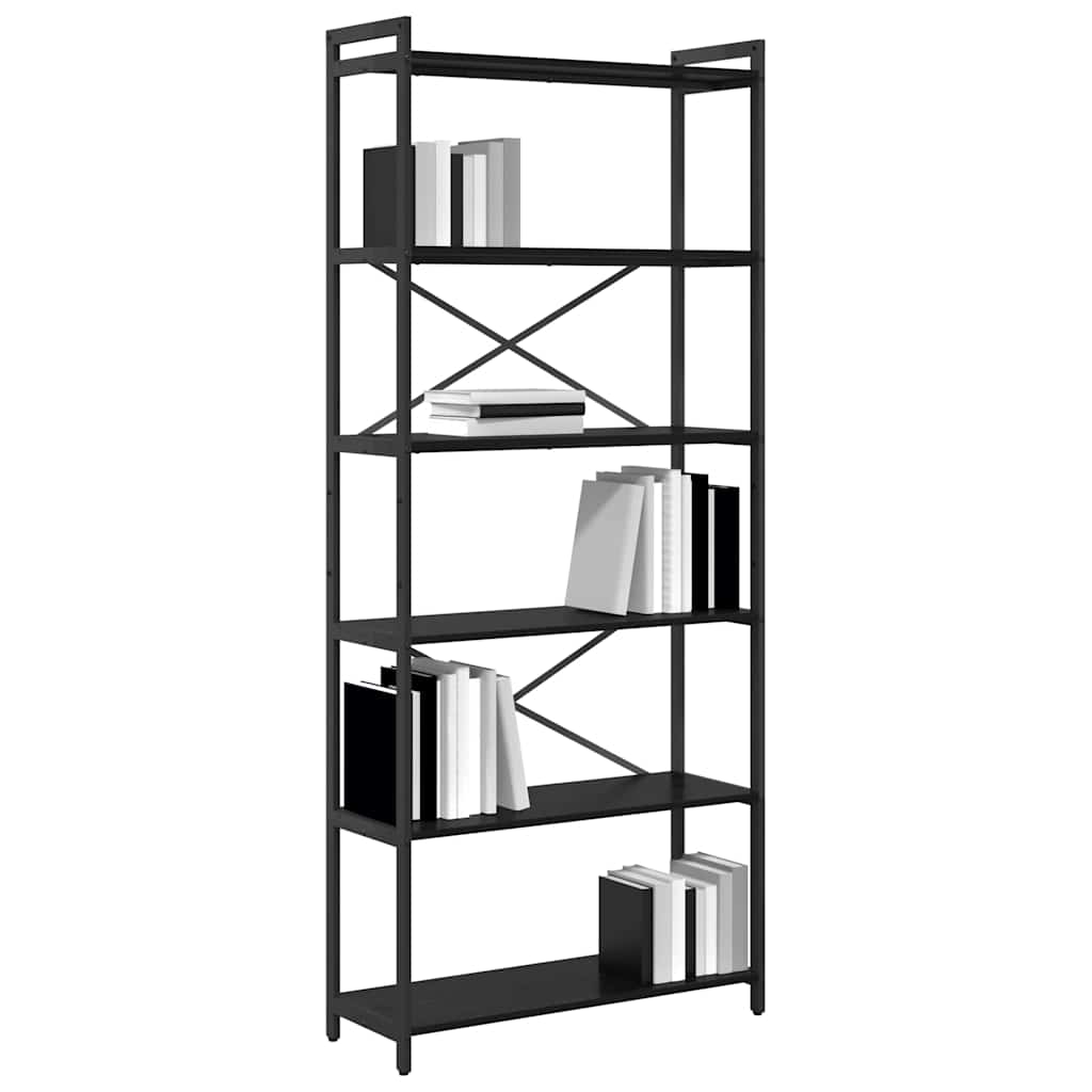 Bogreol 80 x 30 x 189,5 cm Konstrueret træ Sort eg