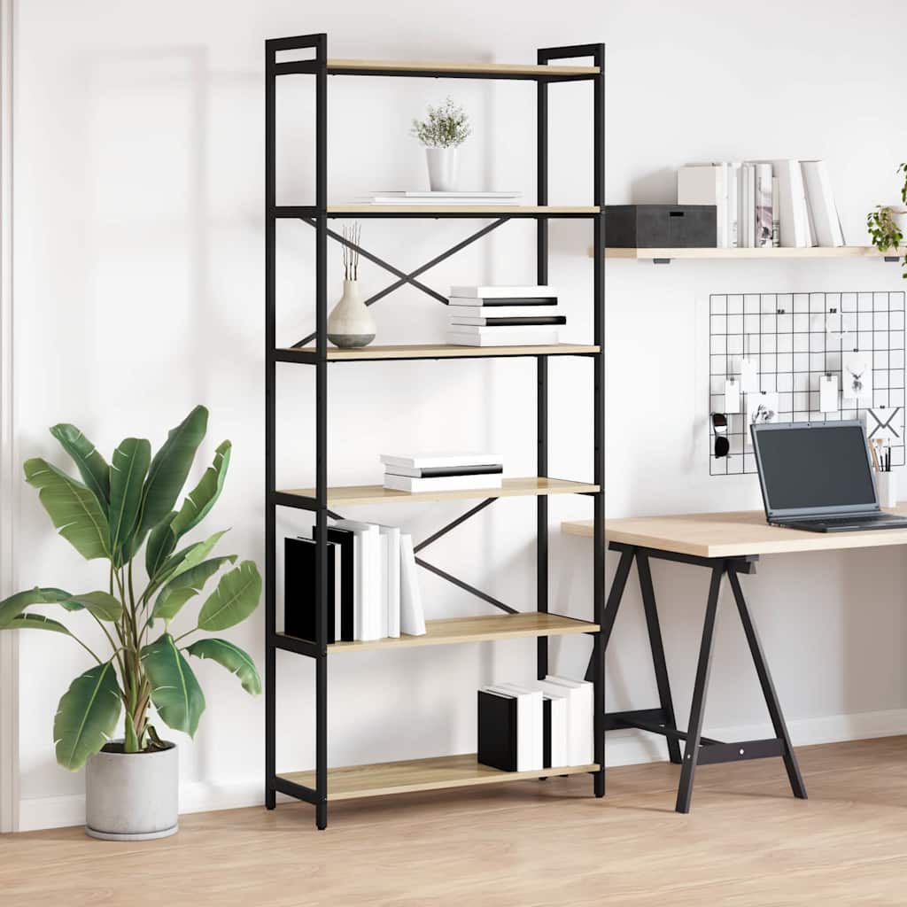 Bogreol 80 x 30 x 189,5 cm Konstrueret træ Sonoma eg