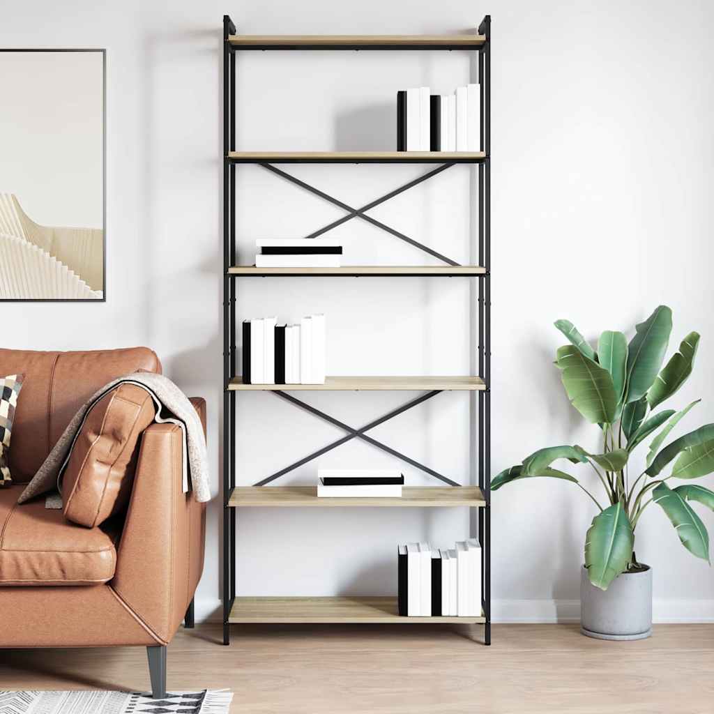 Bogreol 80 x 30 x 189,5 cm Konstrueret træ Sonoma eg