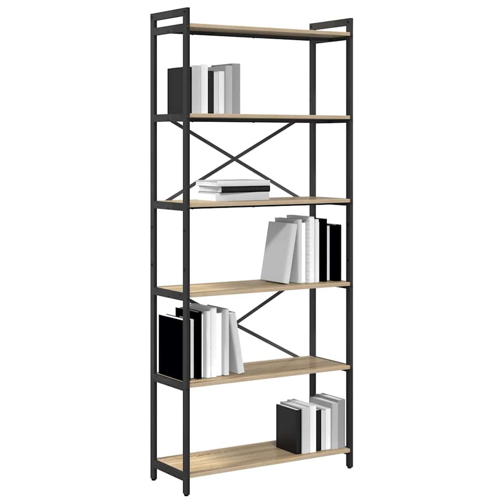 Bogreol 80 x 30 x 189,5 cm Konstrueret træ Sonoma eg