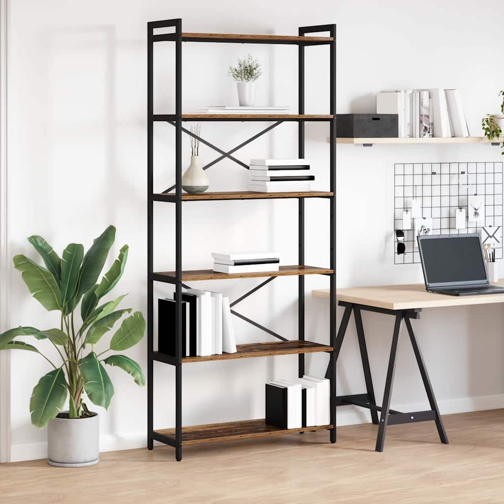 Bogreol 80 x 30 x 189,5 cm Konstrueret træ Gammelt træ