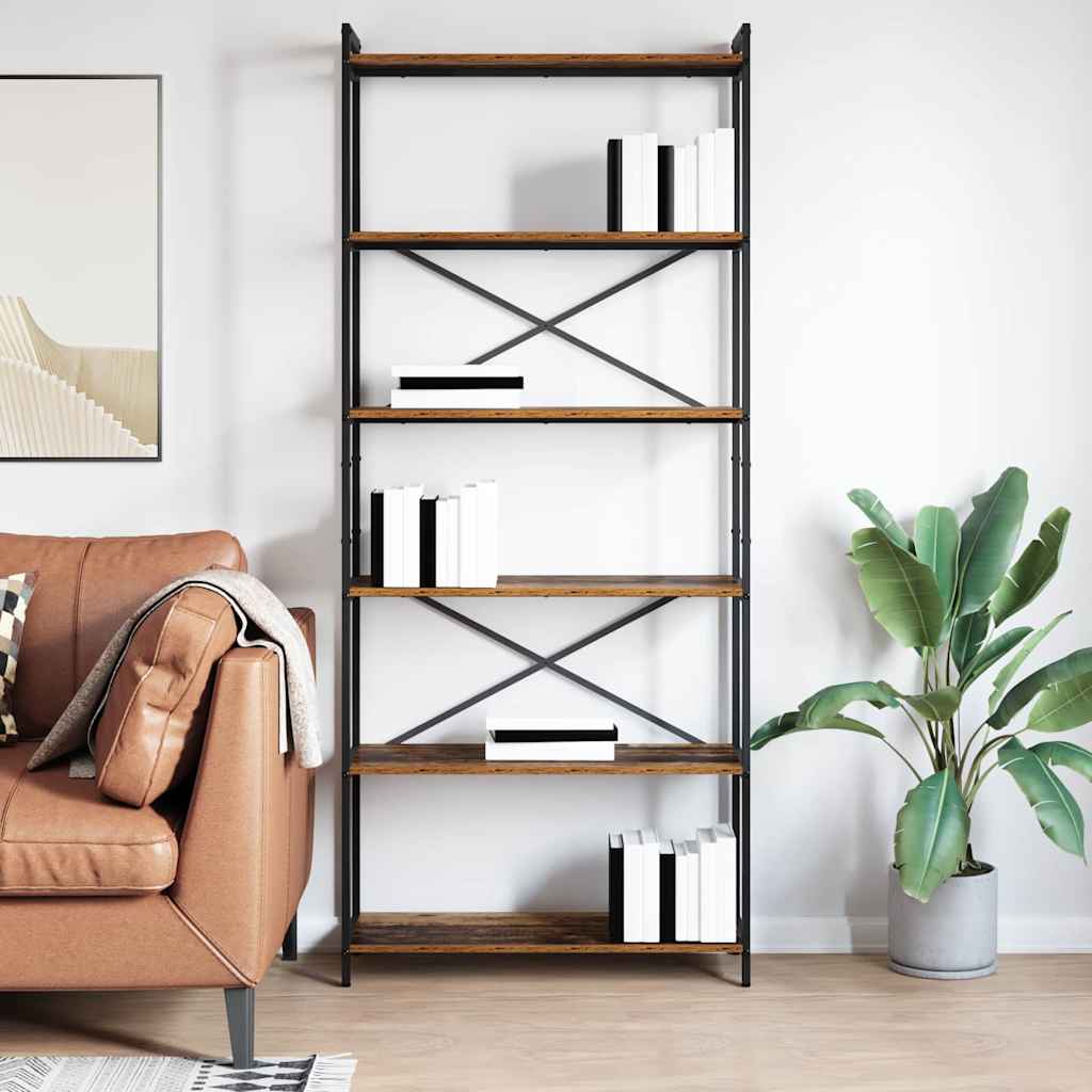 Bogreol 80 x 30 x 189,5 cm Konstrueret træ Gammelt træ