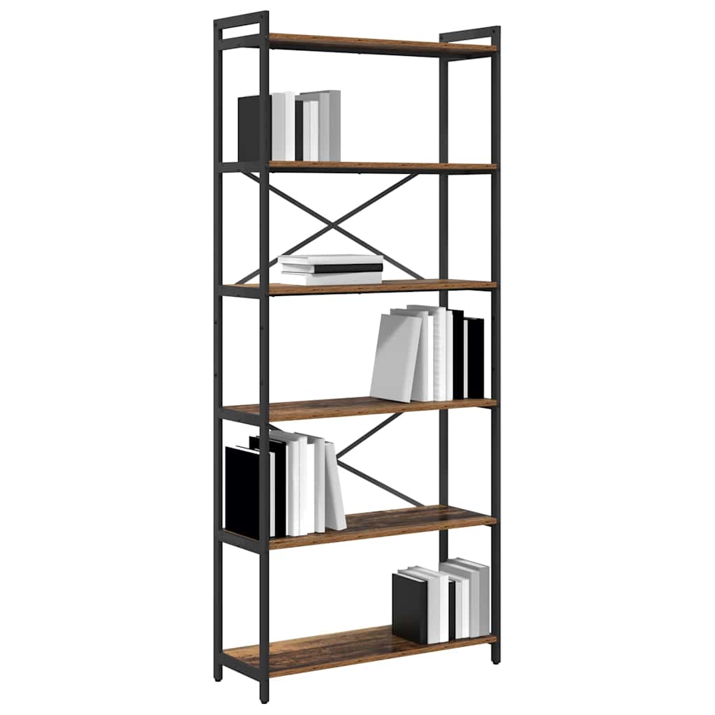 Bogreol 80 x 30 x 189,5 cm Konstrueret træ Gammelt træ