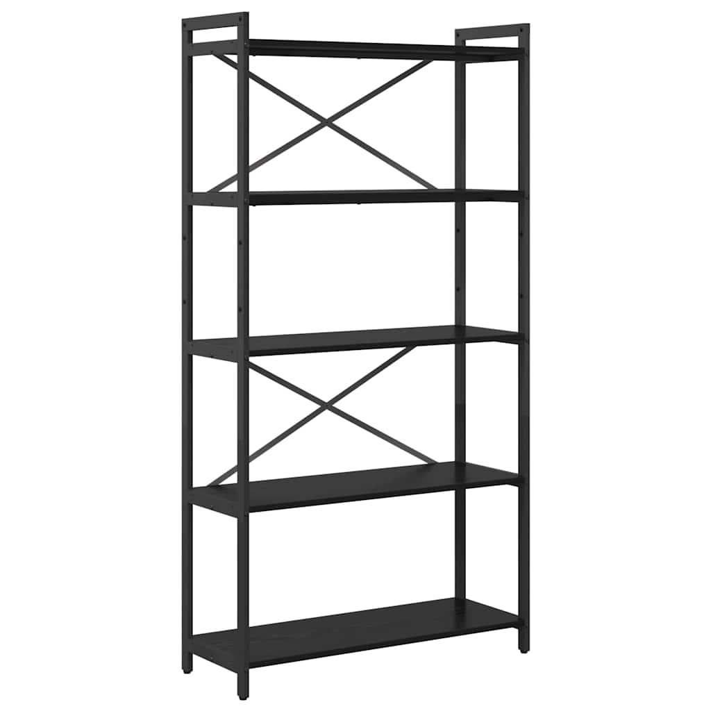Bogreol 80 x 30 x 155 cm Konstrueret træ Sort eg