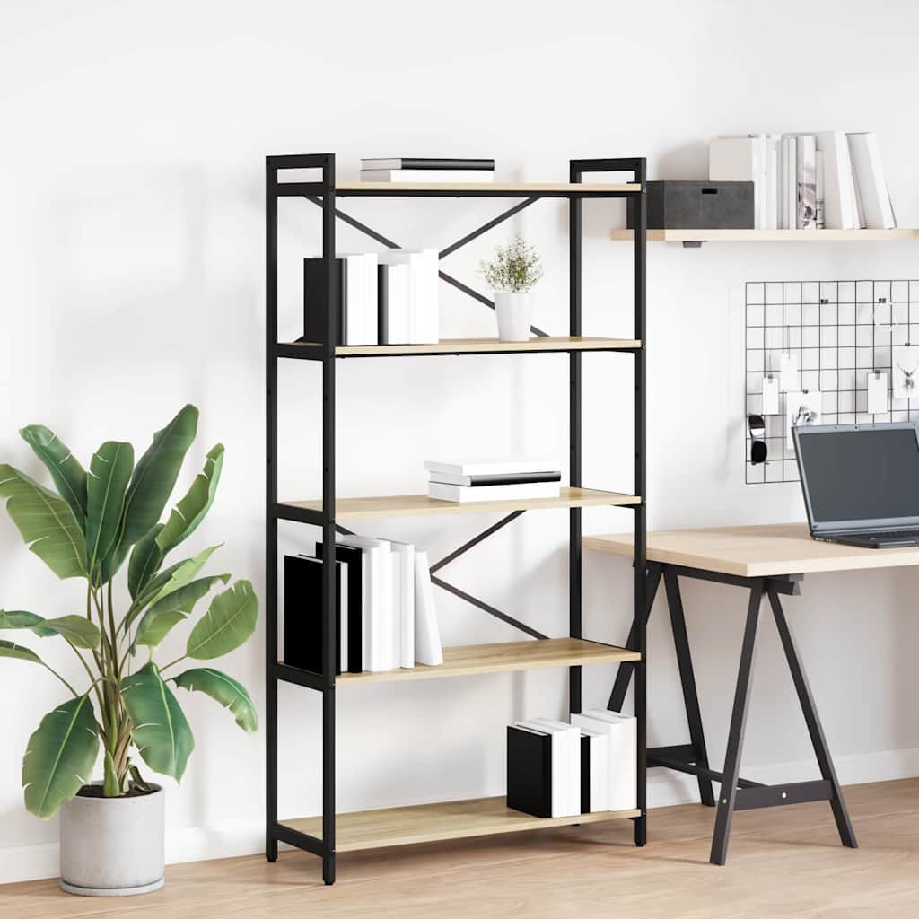 Bogreol 80 x 30 x 155 cm Konstrueret træ Sonoma eg