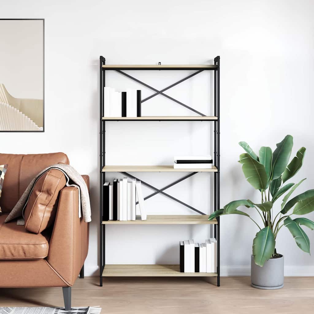 Bogreol 80 x 30 x 155 cm Konstrueret træ Sonoma eg