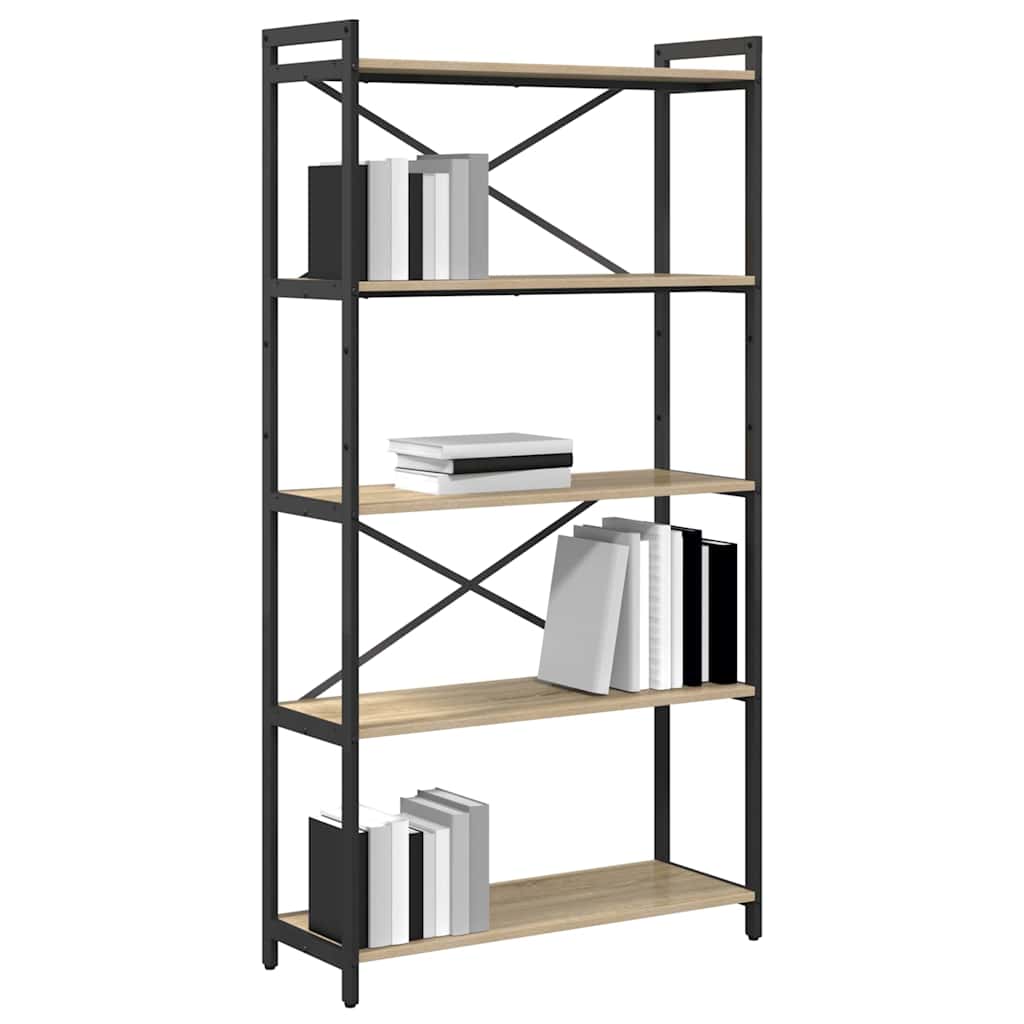 Bogreol 80 x 30 x 155 cm Konstrueret træ Sonoma eg